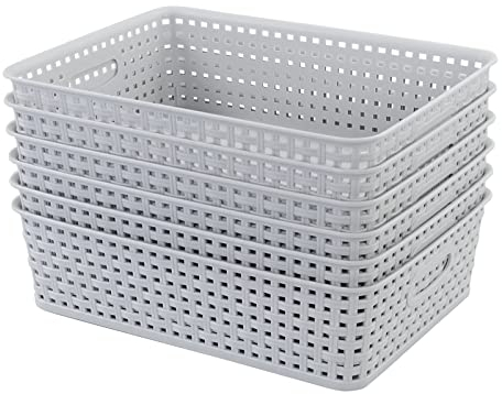 Fosly 6-pack A4 Plastic Storage Baskets Set, Plastic Baskets Tray