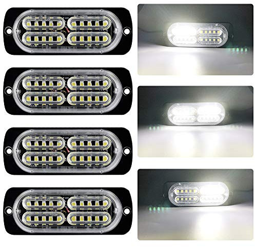 yifengshun 4X 20LED Blanc Led Stroboscope Voiture Avertissement D'urgence Clignotant Strobe Lights Bar 12-24V Étanche pour la Construction Véhicule de Remorquage Van