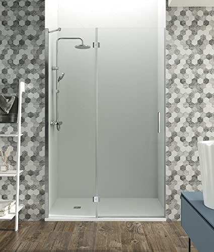 Mamparas de Ducha con Bisagras - GME modelo GLASS COMBI C - Fijo + Puerta Abatible - Perfilería Aluminio - Vidrio de 8/6 mm con Anti Cal (Rango 107-110 cm Fijo 60 cm + Puerta 50 cm)