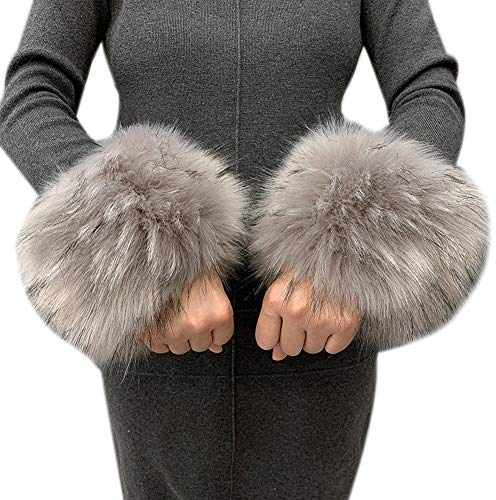 Asudaro Winter Warm Manchettes Bracelet Gants de Fausse Fourrure Jambières Chauffe-Bras Poignets de Fourrure Manchons pour Femmes Filles