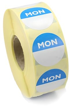 We Can Source It Ltd – Monday Day Dots Food Labels (Blue) – 1000 Removable Self-Adhesive Stickers with Dispenser Box – Food Rotation & Hygiene Labels for Kitchens, Restaurants & Catering