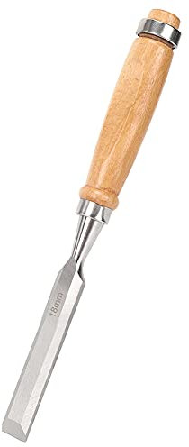 Cr-V 18mm Flat Chisel, Portable Chrome Vanadium Alloy Steel Woodworking Accessory Wooden Handle Industrial Supplies