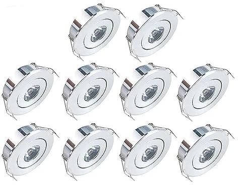 Midore Klein LED Einbaustrahler 10er 1W 230V Rund Einbauspots mit Transformator Schwenkbar Mini Downlights LED Deckenspots 110lm Ausschnittlochmaß 42-45mm