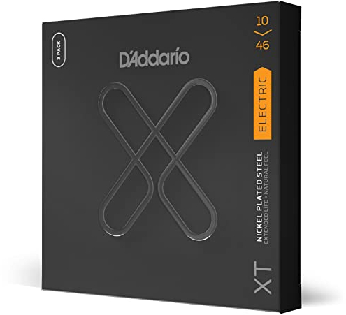 D'Addario E Gitarren Saiten | Gitarrensaiten E Gitarre | Gitarren Saiten | Saiten E-Gitarre | XTE1046, vernickelte XT Stahlsaite für E-Gitarre, Regular Light, 10-46, 3 Sätze