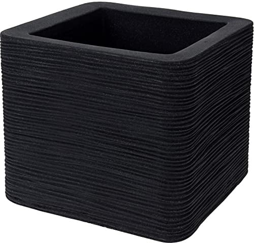 matrasa Pflanztopf Würfel liniert - 30x30x27cm Blumentopf Anthrazit Pflanzkübel aus Kunststoff