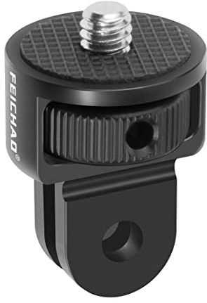 FEICHAO Kamerahalterungsadapter 360 Grad schwenkbar 1/4 CNC Aluminium kompatibel mit Gopro, Eken, Insta360 One X X2 R Action Kamera(schwarz)