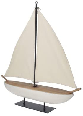 KEYHOMESTORE - Dekofigur Boot mit Slee, aus Holz, Höhe 67 cm, ideal als Ergänzung für Möbel, Regale und Tische.