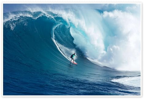 Riesige Welle vor Maui Poster von Ron Dahlquist 150 x 100 cm Blau Wandbilder Wanddeko