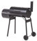 Beliani Holzkohlegrill mit Räucherkammer schwarz rollbar mit Thermometer Deckel Katla