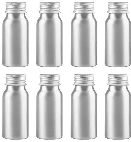ZEOABSY 8 Pezzi 30 ml Bottiglia in Alluminio Argento con Coperchio in Alluminio Argento per Cosmetico Cosmetico Bagno Hotel la Cucina e il Lozione Corpo Doccia Shampoo Gel Dispenser Viaggio