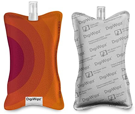 DigiWipz® – L'ingénieux nettoyant d'écran 2 en 1 (Goldfish), nettoyant pour écrans et écrans tactiles, éponge en microfibre avec pulvérisateur intégré