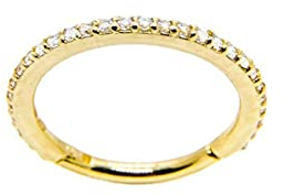 Lieson 1 Pièce Anneau Nez 16G 1.2mm Anneau Nez Piercing Argent 925 Piercing Nez Cartilage Tragus Helix Hoop Fine avec Zirconium 8MM Or