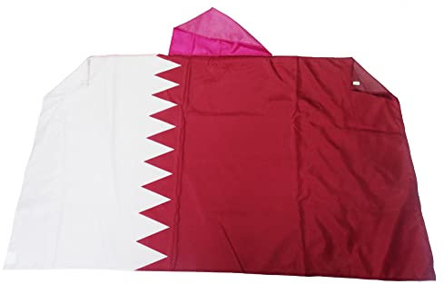 AZ FLAG - Bandiera Qatar - 150 x 90 cm - Mantello bandiera Qatariana 100% poliestere con maniche integrate - Body Flag - 80 g