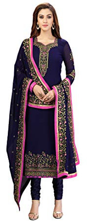 TRENDMALLS Women's Georgette Embroidery Salwar Suit Set Stitched (UKTM.G44-Blue-3XL)