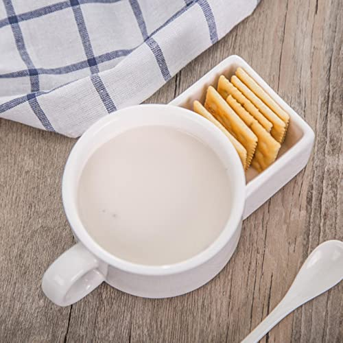 SFAFT Creative Face Mug Biscuit Cookie Dessert Ceramic Mugs Coffee Milk Tea Cups with Biscuit Holder 200ml