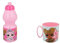 ALMACENESADAN, 4762 Lol Surprise Set bestehend aus Wasserflasche 400 ml und mikrowellengeeigneter Becher 265 ml, wiederverwendbares Kunststoffprodukt, BPA-frei