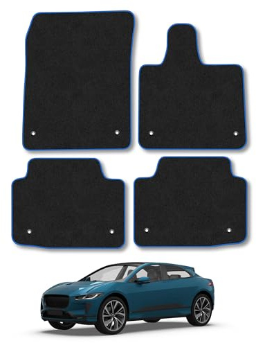 Jaguar I-Pace (2018-2024) Carpet Car Mats | Blue Edge Trim Tailored Fit Floor Mats Full Coverage Protection Accessories Easy Clean Anti Slip Made in the UK