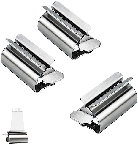 sinzau 3 Stück Tubenquetscher, Edelstahl Squeezer Tubenpresse, für die Entleerung von Zahnpasta, Gesichtscremes, Handcremes