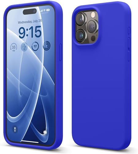 elago Silikon Hülle für iPhone 15 Pro Max | Premium Silikon Handyhülle, Ganzkörper Schutzhülle [4 Lagige Stoßfeste Struktur], Mikrofaserfutter (Kobaltblau)