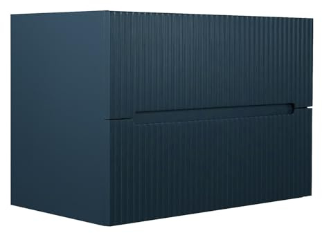 Vente-unique - Mueble de baÒo bajo Lavabo Flotante Estriado Azul - 80 cm - PAVANI