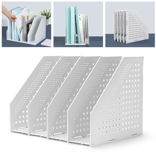 Porte-revues pliable en plastique ECO-PP robuste pour le bureau et la maison - Classeur sur pied peu encombrant avec 4 compartiments au design élégant