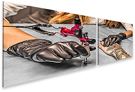 islandburner Bild auf Leinwand Tattoo Künstler Benutzt Farbe Für Tätowierung Rot Schwarz Bilder Wandbilder Poster