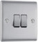 AMK® BG Electrical Brushed Steel Light Switch 10AX 2 Way 2 Gang Double Pole Plate Switch Rounded Edge Modern Design