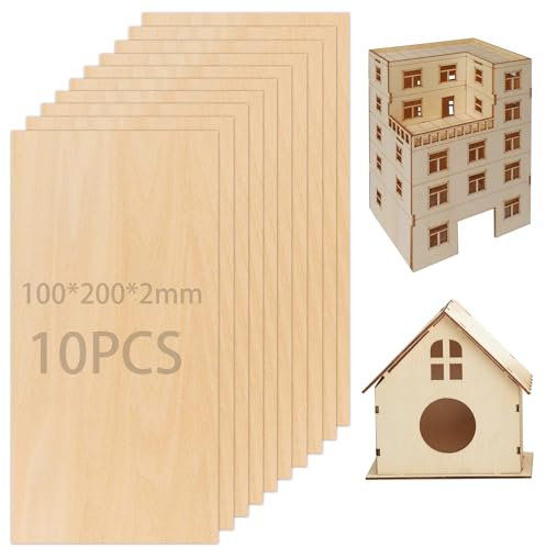Contreplaqué, 10 pièces 300 x 200 x 2 mm Panneaux en bois, pour bricolage fait à la main, pyrographie, gravure, décoration, peinture, dellation (100 x 200 x 2 mm)