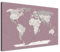 Weltkarte-Pinnwand als Leinwandbild, pinne Deine Reisen und Erinnerungen – World Map Altrosa - Deutsch - Landkarten-Wandbild in rosa, 60 x 40 cm