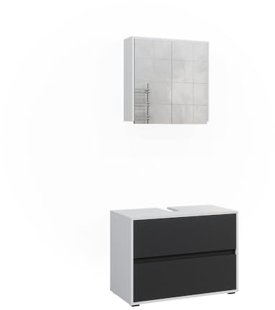 Vicco Badmöbel-Set Maltin, Badezimmerschrank-Set, Weiß/Anthrazit, 2 Teile