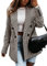 seiveini Blazer à Carreaux Femme Élégant col V Manteau Veste de Costume à Boutons Chaud Jacket Trench Coat Bouton Manche Longue Classique Noir 1 M