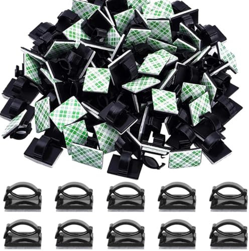 (Lot de 100) ZXUPOI Clips de Câble Adhésif Réglable pour Gestion de Câble à Fibre Optique, Attache Fil et le Cordon dans la Maison ou le Bureau Noir
