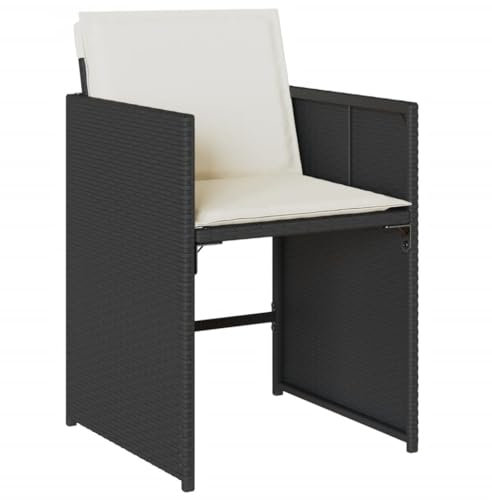 vidaXL Gartenstühle 4 STK., Gartenstuhl mit Kissen, Gartensessel Stuhl für Garten Balkon Terrasse, Sessel Stuhlset Gartenmöbel, Schwarz Poly Rattan
