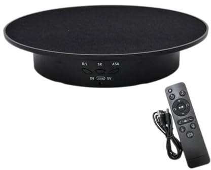 perfk Espositore Girevole Portagioielli per Giradischi con Telecomando Puntelli per Foto Supporto Girevole a 360° per Borse per Torte Orologio, Nero