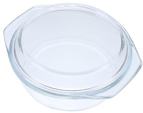 Hoement Cazuela De Vidrio Con Tapa Versátil Para Microondas y Horno Recipiente Transparente Asas Para Cocción Lenta y Almacenamiento Seguro Cocina Doméstica