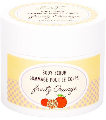 BadeFee - Körperpeeling Fruity Orange 350 g, Body Scrub mit Meersalz, Mandelöl & Sheabutter - reinigend & pflegend für geschmeidige Haut, ohne Mikroplastik, vegan & Tierversuchsfrei, Made in Germany