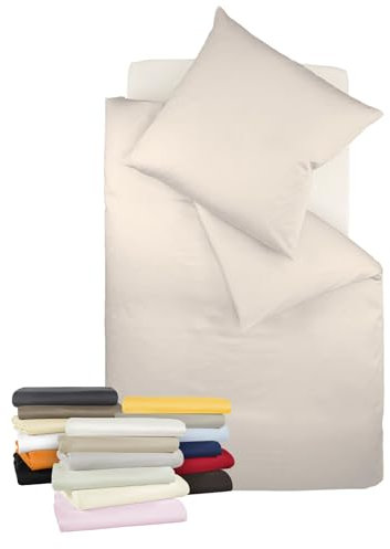 liebling Bettwäsche Interlock Jersey 155 x 200 cm, Farbe Creme, Bettbezug aus 100% Baumwolle, edler Glanz, waschbar 60 Grad, Ökotex 100