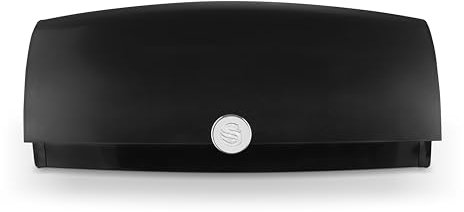 Swan SWKA18529BLK Townhouse Bread Bin with Ventilation, Colour Coated Iron and Roll Top Lid, 14 Litre, Black