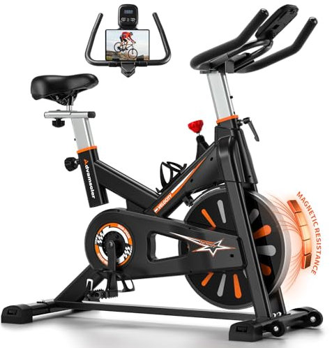 Advamsoler Exercise Bike for Home Gym Use, Indoor Cycling Spin Bike with LCD Display & Tablet Holder, Quiet Stationary Bike for Fitness Cardio Workout