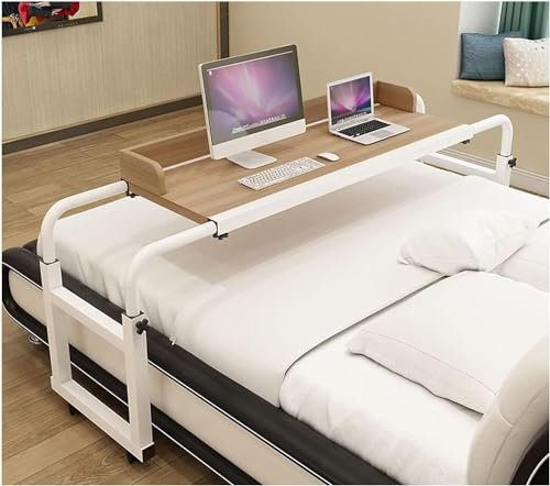 YHKJLYH Laptop Table Overbed Desk Gaming Desks For Pc Office PC Computer Gaming Desk Gamer Tables Rolling Laptop Stand Over Bed Desk(Color:Wood)