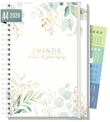 Häfft® Business-Timer 2026 A4 Maxi Blattgold 1 Woche 2 Seiten - XL Terminplaner, Wochenplaner, Wochenkalender, Organizer, Terminkalender - nachhaltig & klimafreundlich