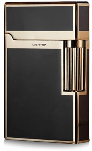 Aufblasbares Feuerzeug Klassisches Retro, Retro-Stil Winddichtes Feuerzeug, Vintage Seitenrad Lighter mit Geschenkbox, Metall Lighter Weiche Flamme für Männer und Vater Geschenks (Schwarz)