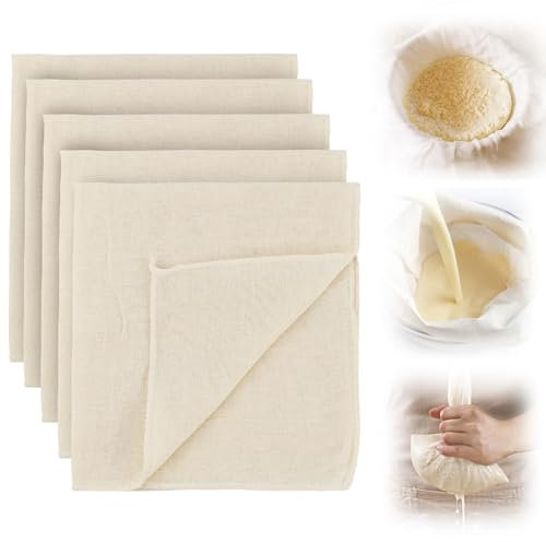 9 Pack Cheesecloth, 50x50cm Hemmed Muslin Cloths, Reusable Soft Cotton Cloth Food Strainer, Unbleached Cotton Fabric Strainer, Weave Fabric Filter for Straining, Cooking, Baking, Jam, Butter, Juicing
