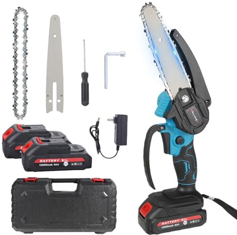 Mini Motosierra Bateria, 6 Pulgadas Motosierra Bateria con Motor sin Escobillas con 2 Baterías, Motosierra Eléctrica portátil Inalámbrica para Podar Árboles de Jardinería y Madera