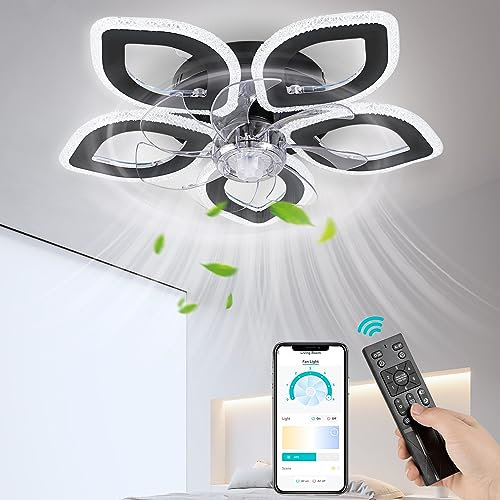 FIMEI 20.9'' Ventilatore da Soffitto con Luce, Ventilatore a 6 Velocità & Luce a Regolazione Continua, Telecomando & APP, Lampadario Ventilatore da Soffitto e telecomando