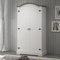 Home Source Bedroom Furniture 2 Door Wardrobe, Storage Shelf, Pine Wood Top, White
