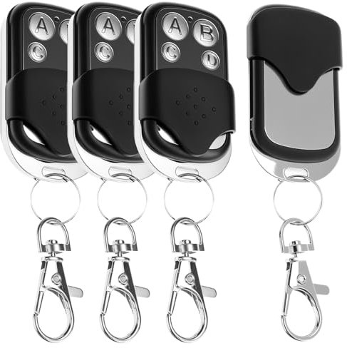 QWORK® Set de 4 Mando a Distancia Universal 433.92 MHz - 4 Canales - Alcance de Radio de 50 m - Clonador de Códigos Fijos para Puerta de Garaje