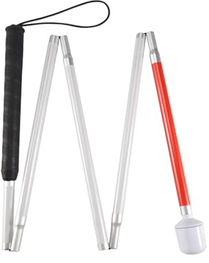 Agwuoetr Aluminium-Klappstock 4-. Klappstock mit Rollspitze für Blinden Spazierstock