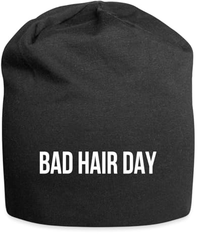 Spreadshirt Bad Hair Day Schriftzug Lässig Jersey-Beanie