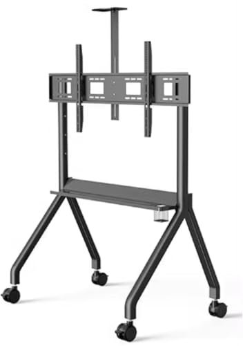 GSHUPIOU Podi TV a Terra, Podi TV ad Altezza Regolabile, Carrello TV Mobile Regolabile in Altezza for TV LCD LED da 55-120 Pollici, Supporto da Pavimento con Ruote